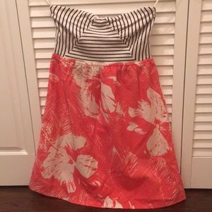 Roxy strapless dress Hawaiian print